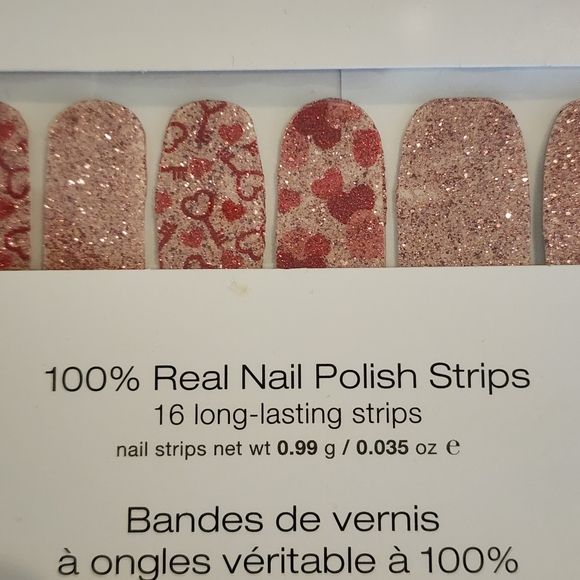Color Street IT'S A KEY-PER Pink Red Heart Glitter Retired Nail Polish Strip Set - Picture 6 of 11